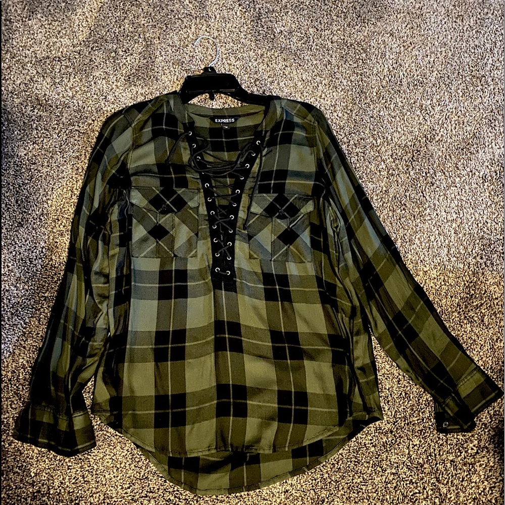 Plaid Lacefront shirt